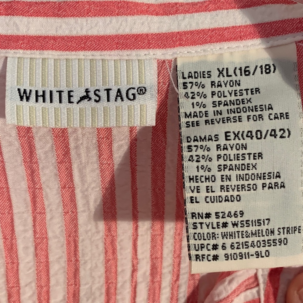 White Stag Pink & White Striped Button Down Shirt EUC - Picture 3 of 8